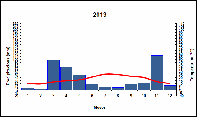 Climograma de l'any 2013
